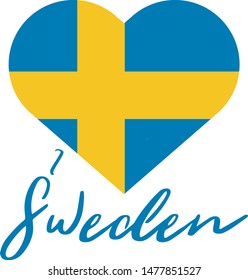 Eu amo a Suecia (I love Sweden in portuguese) vector illustration stamp