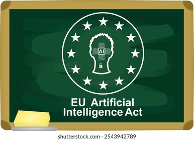 EU-Gesetz über künstliche Intelligenz auf dem grünen Brett. Vektorgrafik