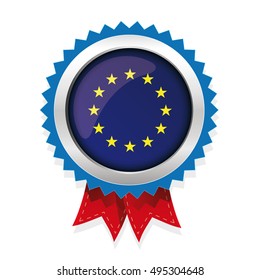 EU badge with red ribbon