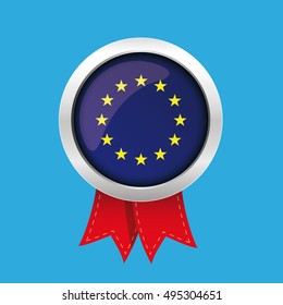 EU badge with red ribbon