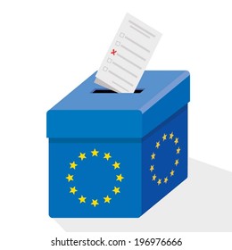 EU ballot box with ballot paper