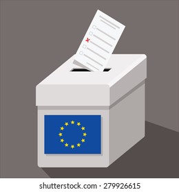 EU ballot box with ballot paper
