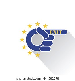 EU, Brexit, way to exit. Hand symbol, vector