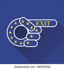 EU, Brexit, way to exit. Hand symbol, vector