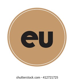 eu brown letters ,abstract background logo, design identity in circle, alphabet letter