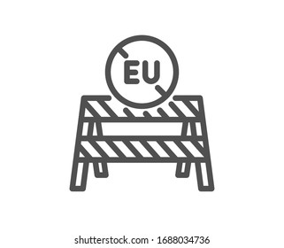 EU close borders line icon. Coronavirus Covid-19 pandemic sign. Travel restrictions symbol. Quality design element. Editable stroke. Linear style eU close borders icon. Vector