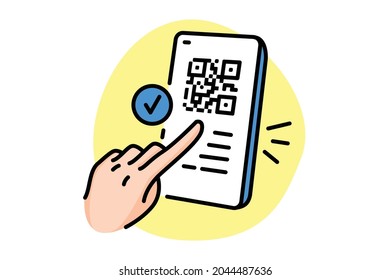 EU Digital COVID Certificate color line icon. QR code scanning in smartphone. Sign for web page, app. UI UX GUI design element. Editable stroke