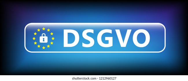 EU DSGVO blue sign button with lock vector illustration