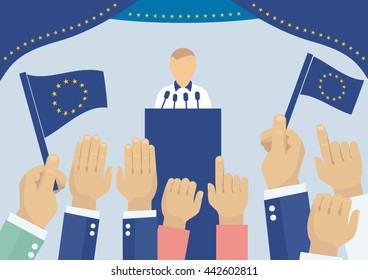 EU elections party, election day campaign, politics and elections concept