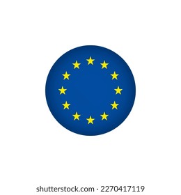 EU Europe Flag Icon. European Union Circled Flag. Stock Vector Graphics Element isolated on white background.