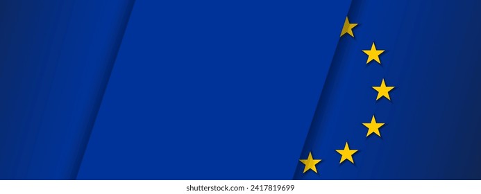 EU Europe Union flag background, banner, wallpaper for text. Europe patriotic template golden stars and blue field 