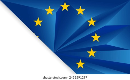 Bandera de la UE Europa arte digital, minimalismo, bajo poli, fondo 3D, Anuncio, Fondo de pantalla para texto. Europa Plantilla patriótica estrellas de oro y campo azul