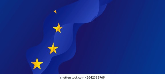 EU Europe Union flag gradient background, banner, wallpaper for text. Europe patriotic template golden stars and blue field	