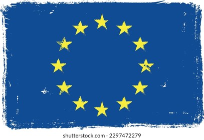 EU Europe Union flag grunge watercolor brush vector