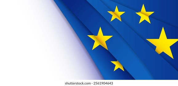 EU Europe Union flag web banner, background. Blue and Stars Patriotic Social media print for presentation, information, greeting card, poster, holiday cover, label, flyer, layout