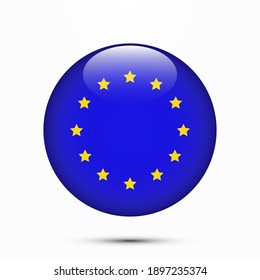 Schaltfläche "EU-Flaggenkreisform"Vektorgrafik