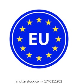 EU. Logo der Europäischen Union. Flachbild-Darstellung der Vektorflagge der Europäischen Union. Made in Europe.