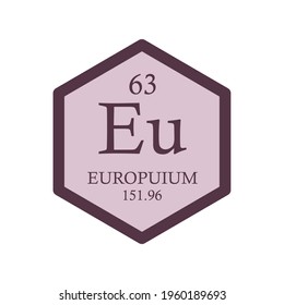 Eu Europium Lanthanide Chemical Element Periodic Table. Hexagon vector illustration, simple clean style Icon with molar mass and atomic number for Lab, science or chemistry education.