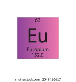 Tabla Periódica Del Elemento Químico Europium Lanthanide. Ilustración vectorial cuadrada plana simple, icono de estilo limpio simple con masa molar y número atómico para laboratorio, ciencia o clase de química.