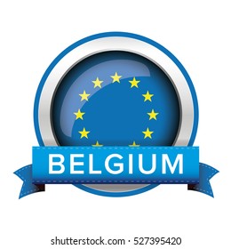 EU flag button with Belgium ribbon
