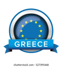 EU flag button with Greece ribbon