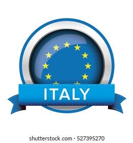 EU flag button with Italy ribbon