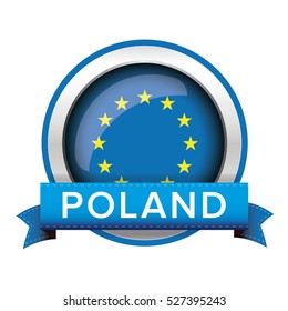 EU flag button with Poland ribbon