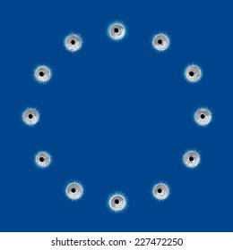 EU Flag Circular Bullet Holes Pattern - Illustration