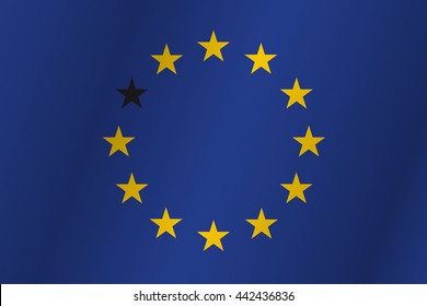 EU Flag with eleven yellow stars but lost one on them, because UK is going out.  vector illustration.