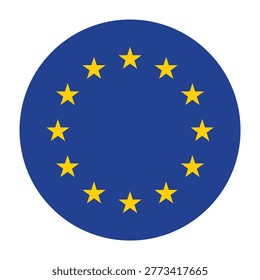 eu flag featuring a blue circle with twelve yellow stars arranged in a ring on a white background.