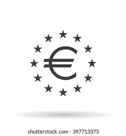 EU flag icon European  Union with the euro symbol on a white background, stylish vector illustration