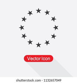 EU Flag Icon, Round Star Icon Vector Illustration Eps10