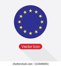 EU Flag Icon, Round Star Icon Vector Illustration Eps10
