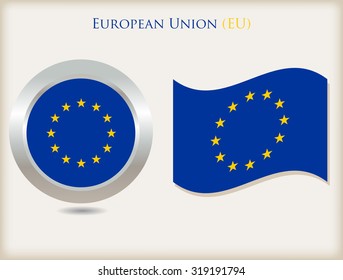 EU flag icon.EU flag vector illustration.