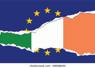 An EU Flag Illustration with the country of Ireland