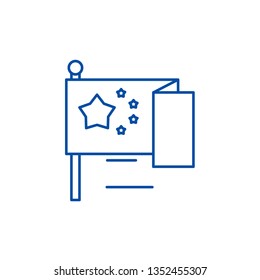 Eu flag line icon concept. Eu flag flat  vector symbol, sign, outline illustration.