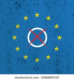 Bandera de la UE sobre el fondo de hormigón . Archivo de Vector Eps 10.