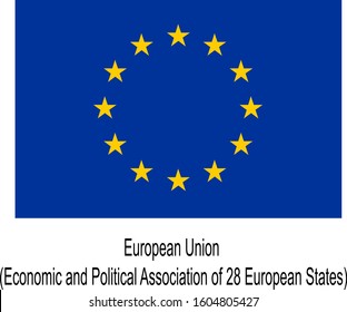 EU flag on a white background with a signature below. Can be used in history books and atlases, as well as for large-scale machine printing
