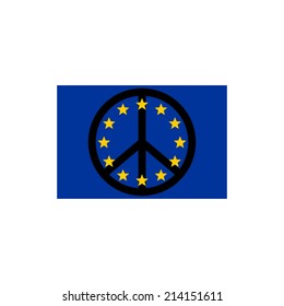 EU flag with peace symbol - vector