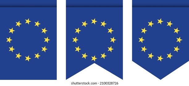 EU-Flagge oder Wimpel einzeln auf weißem Hintergrund. Pennant Europe Flaggensymbol.