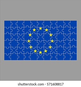 EU flag from puzzles on a gray background