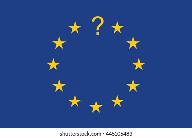 EU flag with question sign symbolizing some countries members escapism