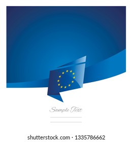 EU Flag Ribbon New Abstract Origami Blue Background Banner Vector