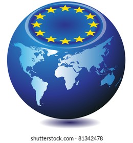 EU flag sphere 3d.Vector