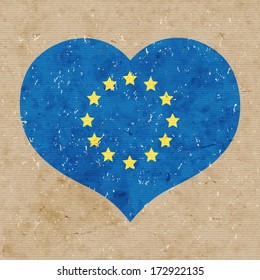 EU flag.  vector retro illustration.