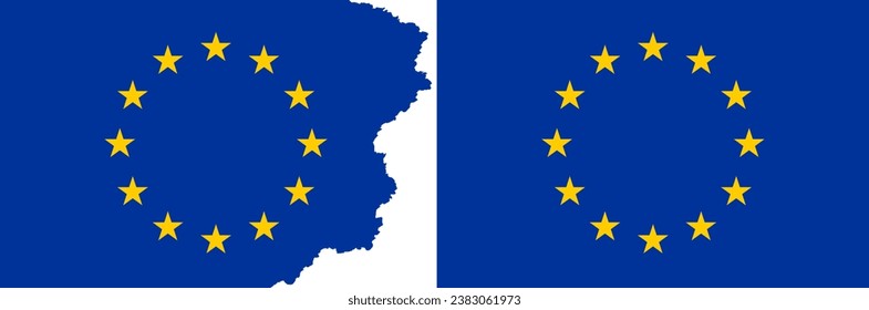 EU flag vector. Standard flag and with torn edges signs