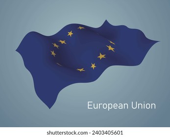 EU flag, Waving on blue background, vector format is eps10 