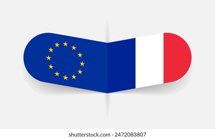 EU and France flags. European Union and French flag, national symbol design. Vector illustration.