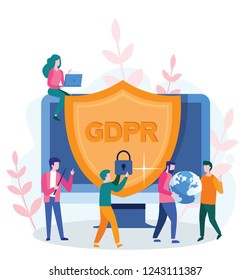 EU GDPR, Digital data protection, privacy, personal access, Safety and confidential data, Concept for web page, banner, presentation, social media, documents, cards, posters.