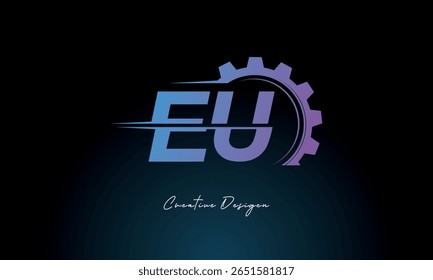 EU Gear Fusion Logo – Industrial Tech-Inspired Letter mark Futuristic Industrial Letter Mark Design for Technology and Engineering Brands.